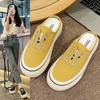 2025 New Casual Canvas Shoes Heel-free Versatile Lazy One-pedal Platform Ins Bag Head Half Slippers Women's Summer
