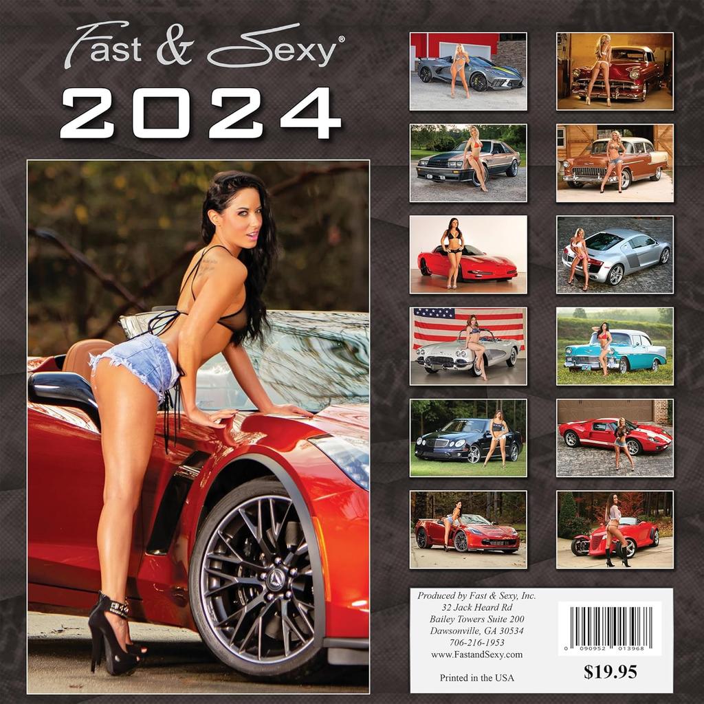Fast & Sexy Car Girl Wall Calendar 12x12 inches (2024 PG Version)