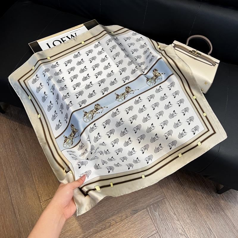 New silk scarf women's fashion versatile high-end small square scarf Korean version neck protection scarf spring and autumn retro scarf binding bag
