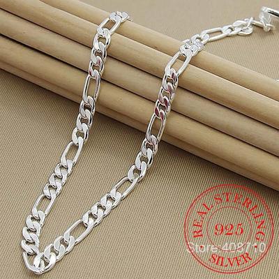 925 Sterling Silver 6mm łańcuszek boczny naszyjnik mężczyzna kobieta starszy luksusowy naszyjnik z biżuterią