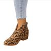 Fashion Women Leopard Pointed Toe Ankle Chelsea Boots Suede Mid Heels Shoes 2024 Winter Designer New Party Shoes Pumps Trend Femme Shoes