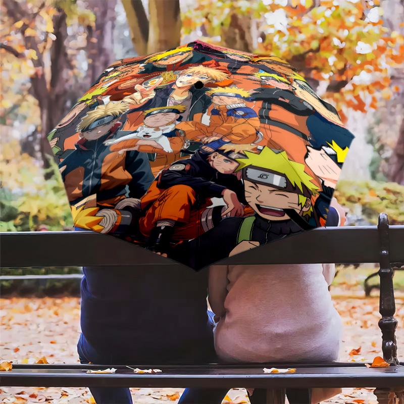 1 PC Automatic Folding Umbrella - Naruto Evolution Pattern Portable Foldable Design With 8 Ribs Christmas Birthday Gifts