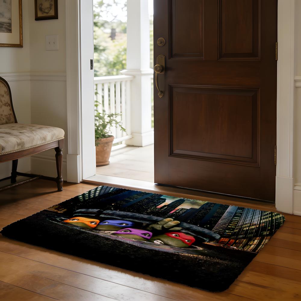 Anime NNinja Turtles Floor Mat Soft Flannel Absorbent Mat Non-Slip Rug Home Bedroom Bathroom