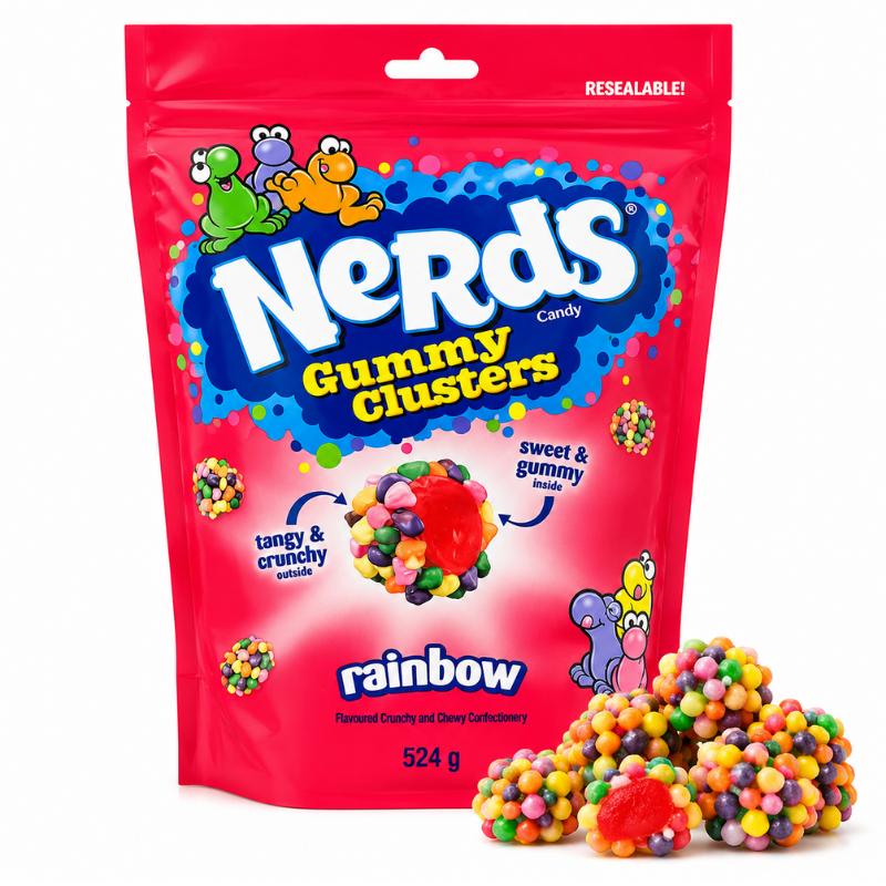 [NERDS] Радужные жевательные конфеты-кластеры Хрустящие и жевательные 524 г