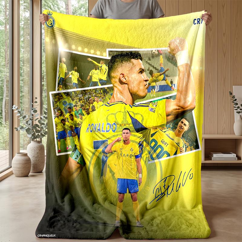 Cristiano Ronaldo Theme Blanket Soft Flannel Blanket Plush Throw Blanket Cozy Sofa Bed Blanket for Home Decor