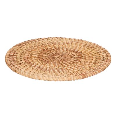 Woven Round Placemat Natural Rattan Braid Hot Insulation Placemat for Large Vessels Hot Dishes Pan