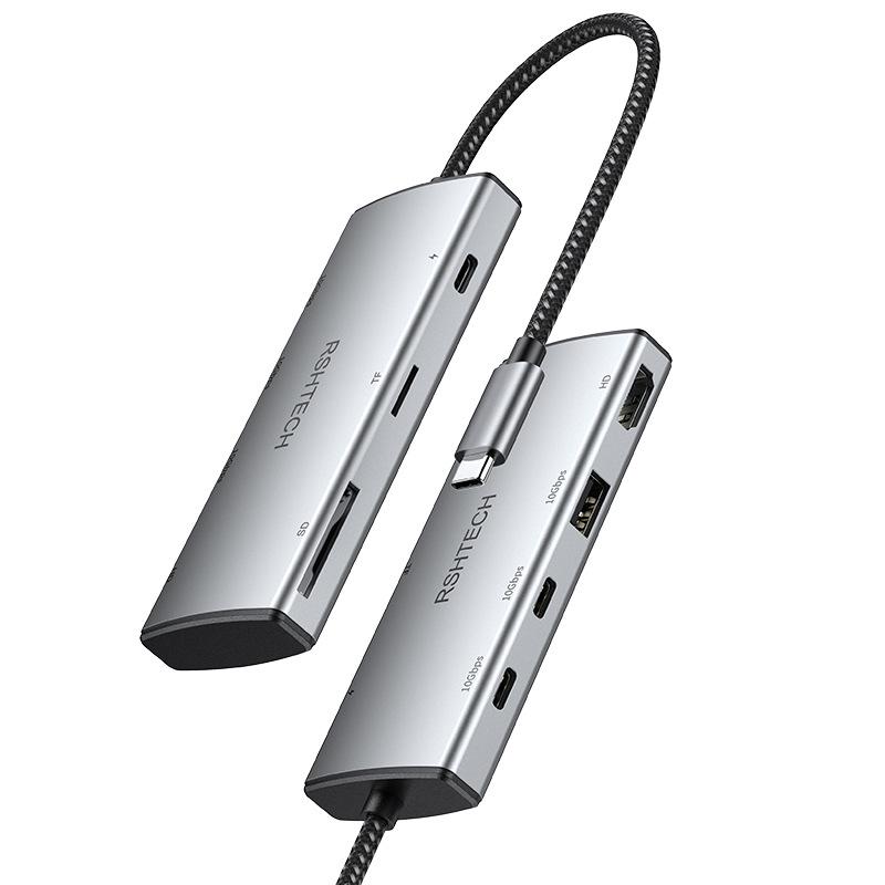 

7-in-1 USB-C Docking Station: Type-C to 4K HDMI, 60Hz, All-in-One SD/TF Reader, Splitter, 10G.