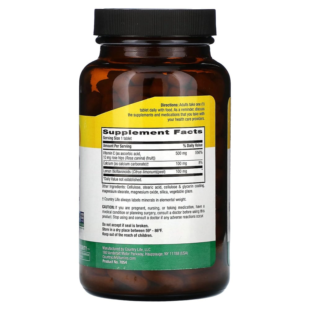 Country Life Buffered Vitamin C 500mg, 250 Tablets