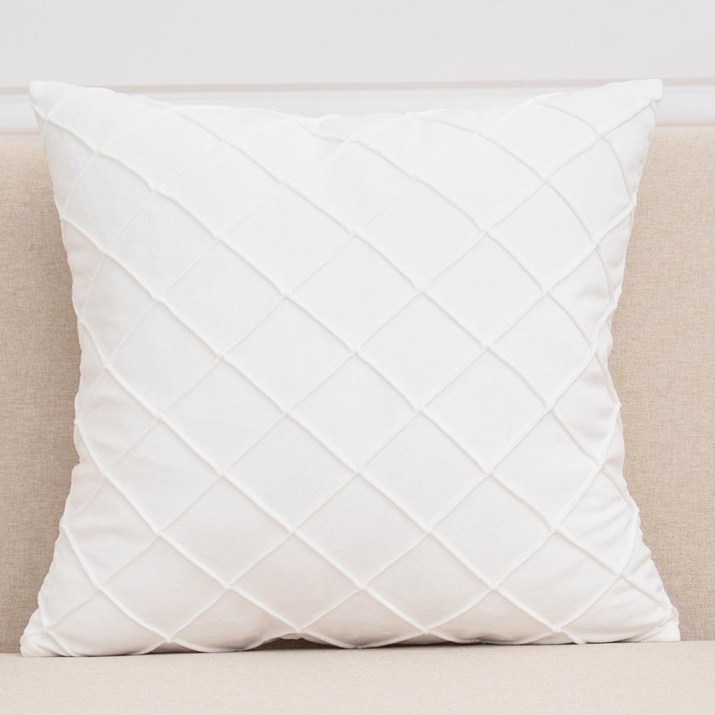 Ins Sofa Pillowcase Simple Checked Home Decoration Pillow Solid Color Velvet Cushion Cover