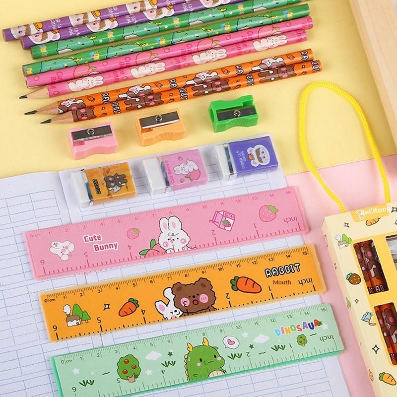 5 In 1 Pencil Set Portable Stationery Prize Cute Cartoon Stationery Gift Box Set School Supplies Writing Tool Stationery Set