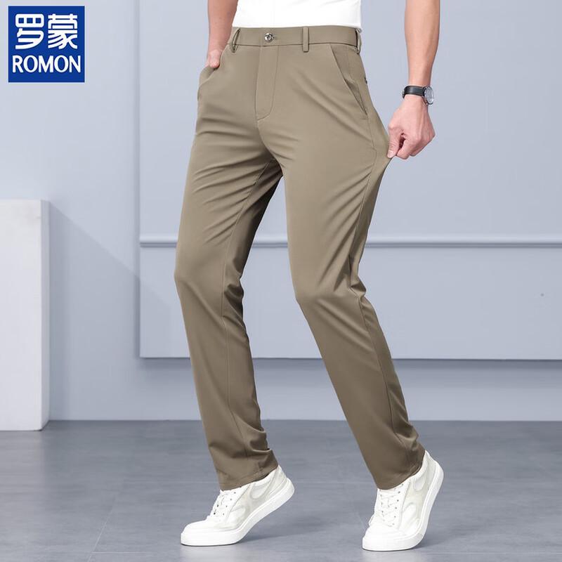 ROMON Men's Straight-Fit Business Casual Cool-Touch Pants
