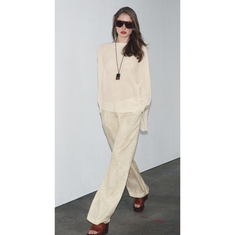 Zbzr Spring New Women clothes Western Style Fashion Temperament Simple Loose Plain Stitch Knit 3920105