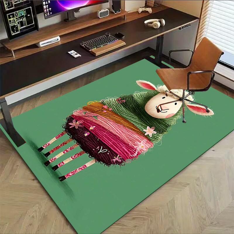 1PC sheep flowers Non-Slip Floor Carpet Compatible for Office&Living Room&Bedroom&Dining room - Flat-Weave Machine-W320