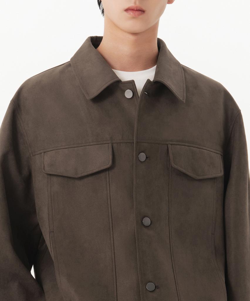 Musinsa Standard Synthetic Suede Minimal Trucker Jacket [Brown]
