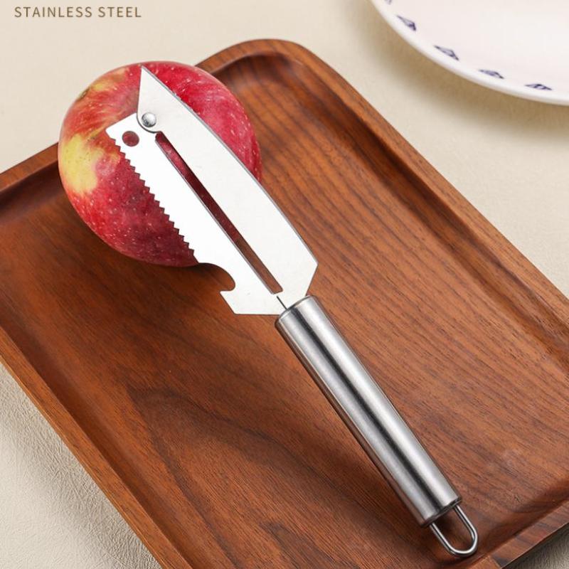 Multifunctional 3 In1 Peeler Knife for Effortless Fruit Prep In Stainless Steel