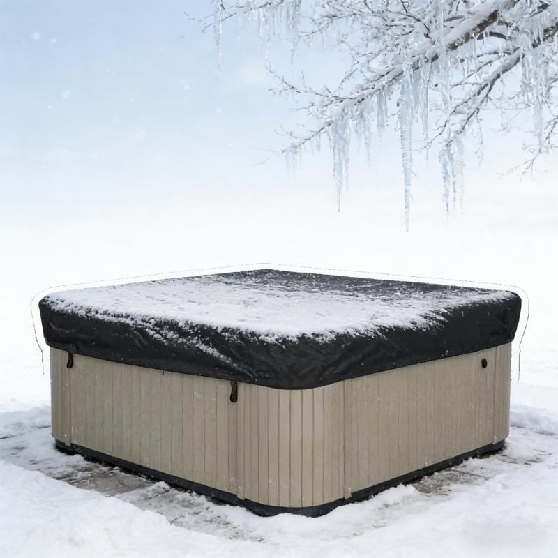 Mprehensive Protective Square Cover for Outdoor Hot Tub Shielding from Rain Sun Leaves and Animals In Conditions