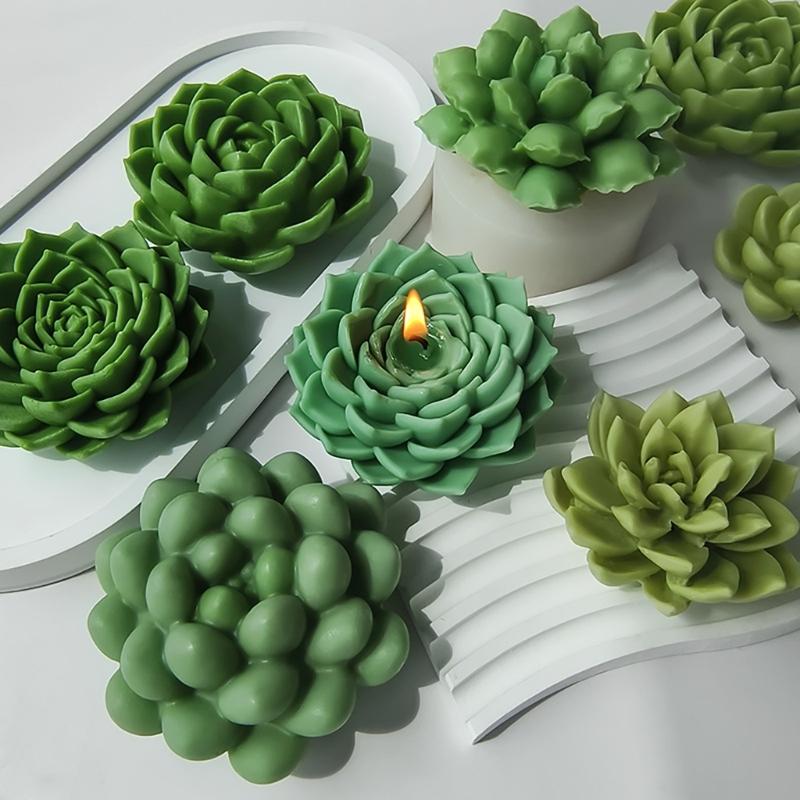 DIY Geometric Silicone Mold Succulents Shape Concrete Moulds Realistic Craft Molds Resin Moulds for Hand-Making Candle