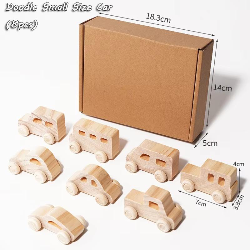 Montessori Wooden DIY Car Toys for Children Unpainted Cars Model Painting Doodle Art Unfinished Crafts Preschool Educational Toy