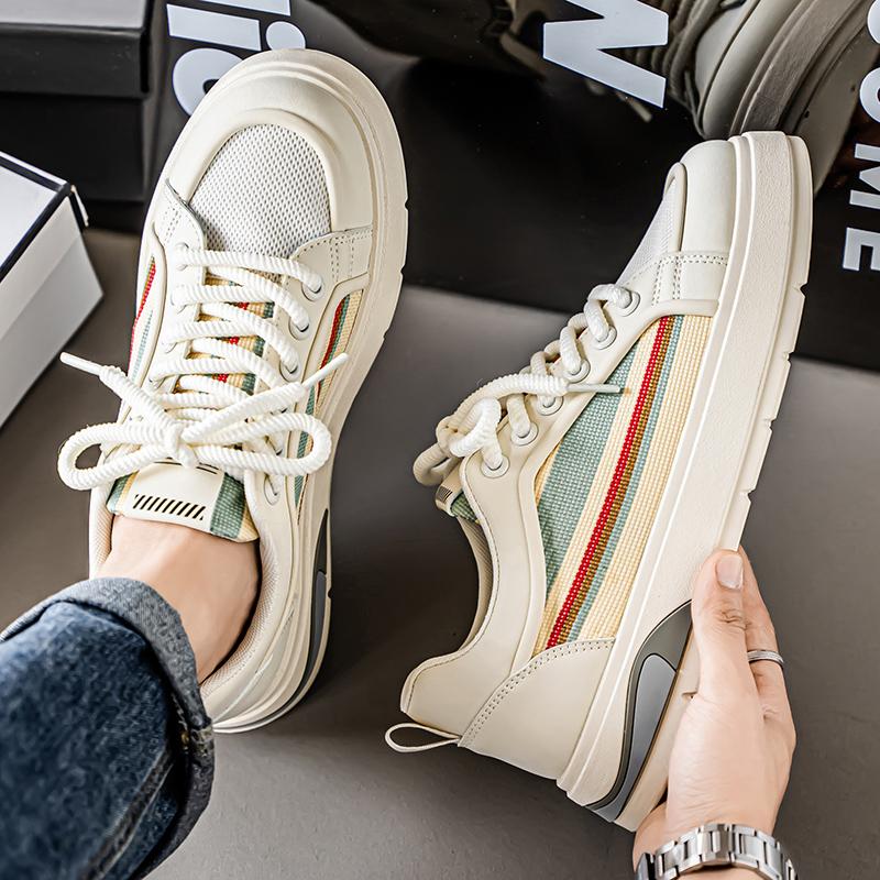 Men Platform Sneakers Street Style Shoes Personalized Mixed Color Design Skateboard Casual Outdoor Shoes