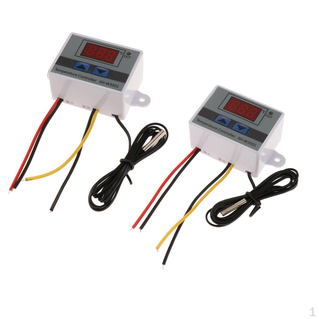 

2pcs XHW300 Temperature Controller 10℃ with NTC Probe DC 120W/240W