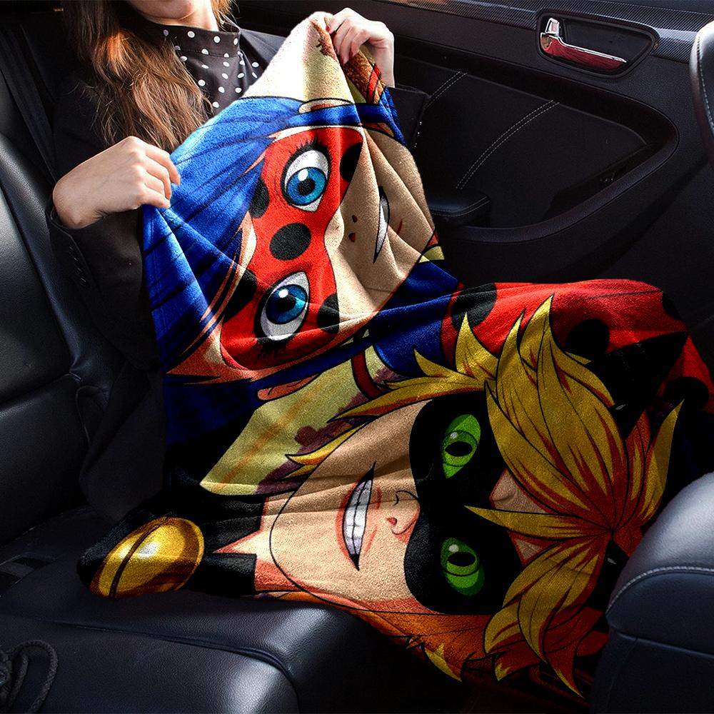 Miraculous Theme Printed Blanket - Perfect for Couch, Bed, Travel & Outdoor Use | Machine Washable, Cozy & Durable.