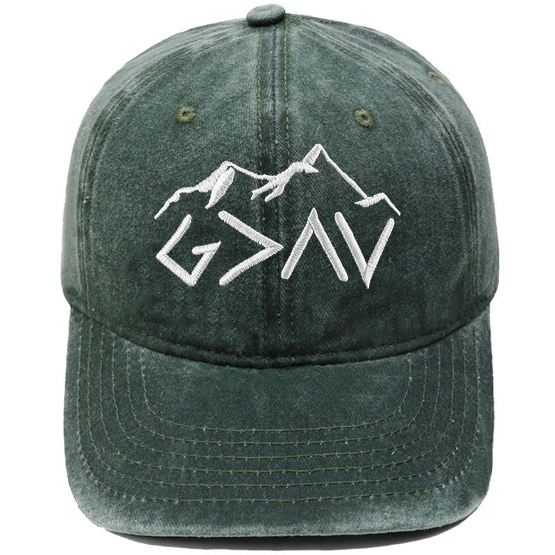 Mountain peak GOD symbol embroidered baseball cap retro dad hat men's and women's leisure outdoor hiking visor