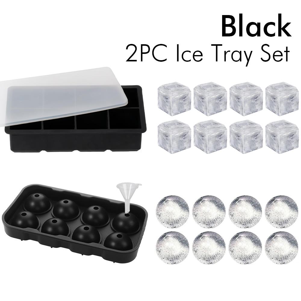 

Набор из 2 шт. Розовый 8 ячеек Большой поднос для ледяных шариков и кубиков льда с крышкой Пищевой резиновый форма для льда для коктейлей, кофе со льдом, кухни