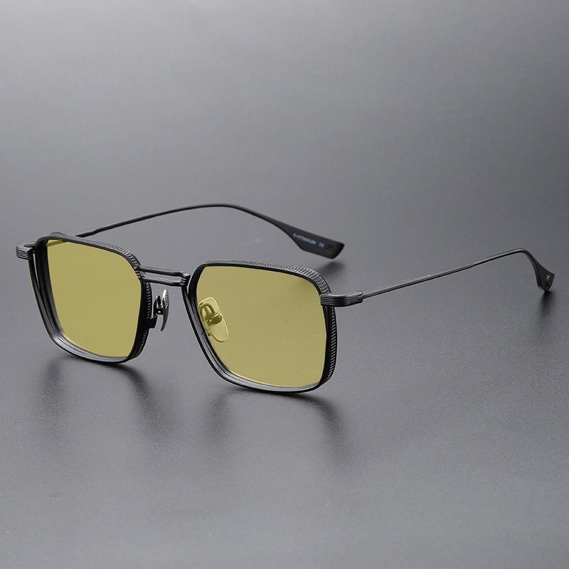 Non-polarized Alloy Night Vision Changing Sun Glasses Women Men Retro Square Large Frame Eyeglasses Female Sunglasses