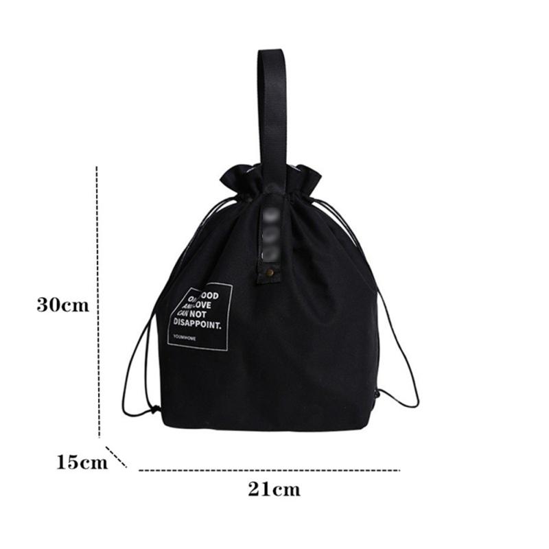 Insulation  Meal  Bag Canvas Japanese Style Simple Waterproof Drawstring Lunch Handbag