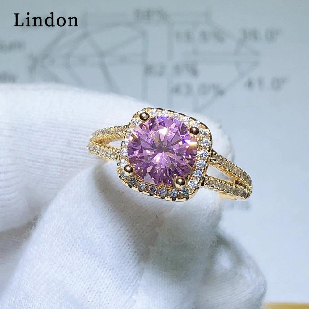 Lindon Klassisk Kopparlegering Zirkon Ring Dam Smycken Bröllopslöfte Festpresent
