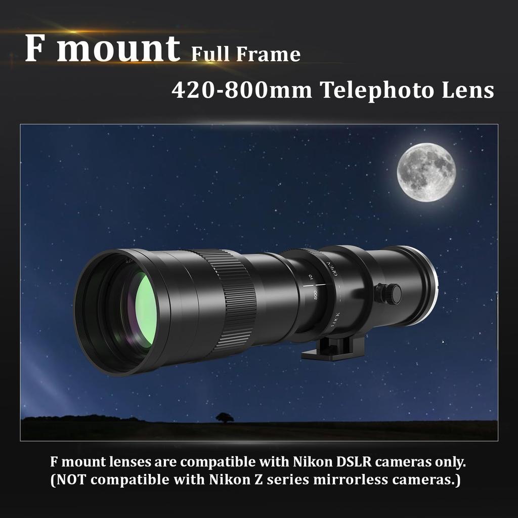 BENOISON Telephoto Lens for Nikon F Manual Focus Zoom Lens for Nikon Compatible with Nikon and D810 Series - 420-800mm Lens, DSLRs, D3500, D850,