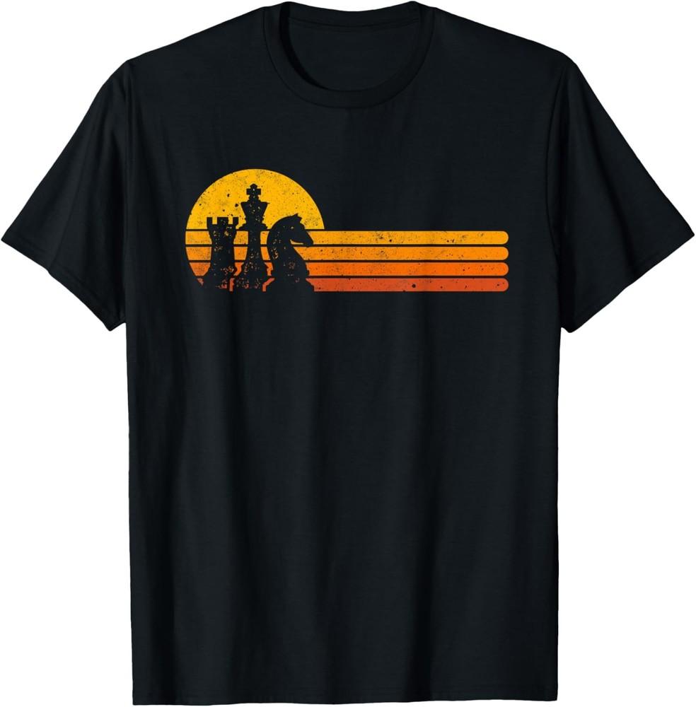 Vintage Chess Player Retro Sunset Design Chess Pieces T-Shirt Unisex T-Shirt L