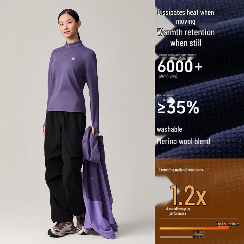 Anta Women s Merino Wool Half-Zip Long-Sleeve T-Shirt M 3860₽