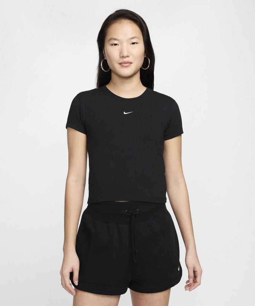 Nike Sportswear Chill Knit Crop T-Shirt W - Black:White / Fv5509-010