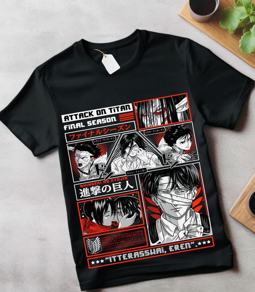 

Атака Титанов Микаса Эрен и Микаса Футболка Девушка Аниме AOT Футболка Футболка Все Размеры L