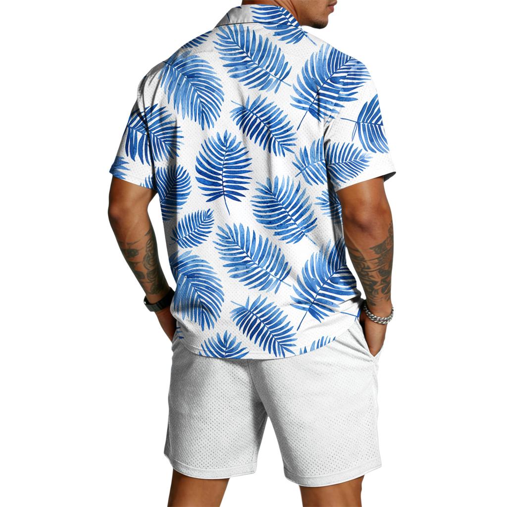 Herren Casual Leichtes Atmungsaktives Kurzarmhemd und Shorts Set