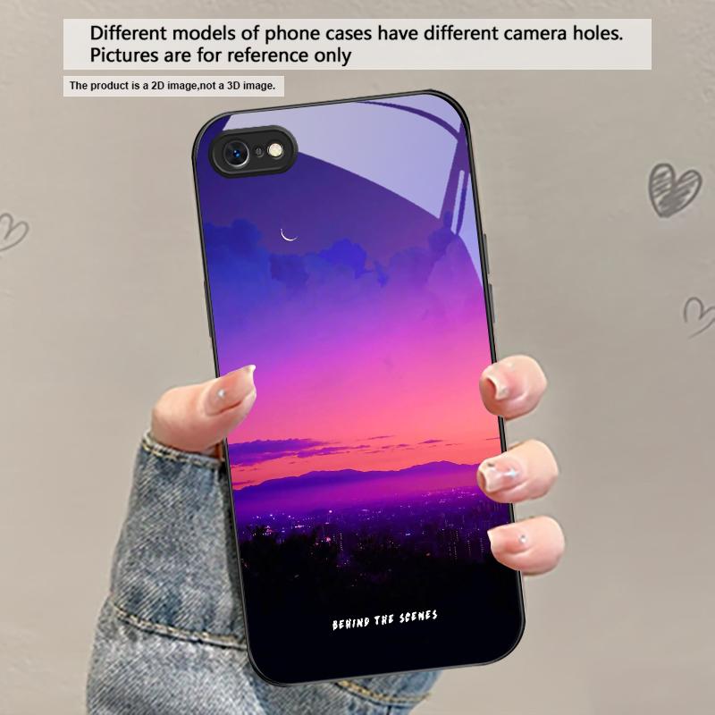 Dark Colored Seawater For iPhone 17 Air 16 E 15 Plus 14 Pro Max 13 12 Mini 11 5 6 7 8 Plus XR XS Max SE Black Glass Phone Case