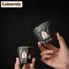 Wabi-sabi Style Stoneware Teacup Handmade Dunhuang Buddha Cup Retro Master Cup Chazhan Pottery Coffee Mug Kung Fu Tea Set Gifts