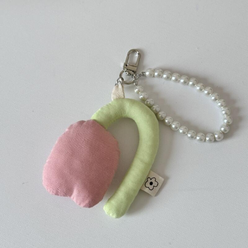 Cushion tulip padding pearl backpack bag decoration key ring bag charm