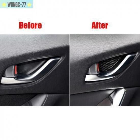 For Mazda 3 6 CX-3 CX-5 CX-9 Carbon Fiber Car Interior Door Handle Cover Trim