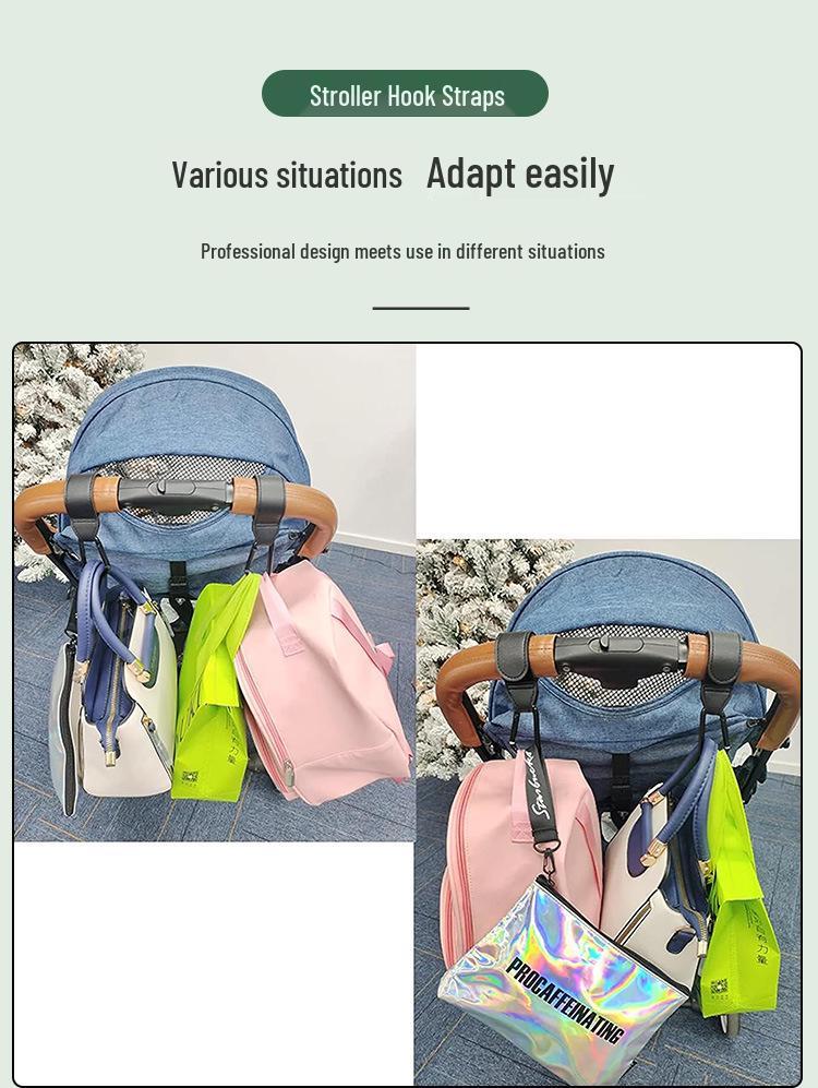 Universal Multifunctional Leather Stroller Hook with Magic Sticker - Fits Baby Strollers, Bicycles, and Electric Cars
