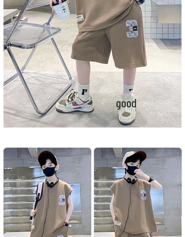 Boys' 2024 Cool Summer Sleeveless Vest Suits - Stylish Street Sportswear for Kids