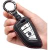 For BMW Key Fob Cover Leather Car Remote Case Holder Keychain Compatible for BMW 2 5 6 7 Series X1 X2 X3 X5 X6 X7 -Black