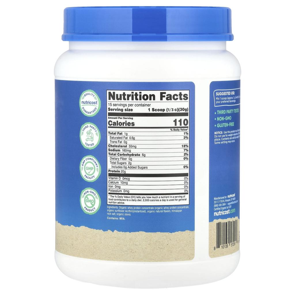 Nutricost Organic Whey Protein, French Vanilla, 1 Lb (454 G)