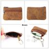 Retro Genuine Leather Coin Purse with Keychain for Men & Women Cowhide  Zipper Coin Wallet Vintage Key Holder