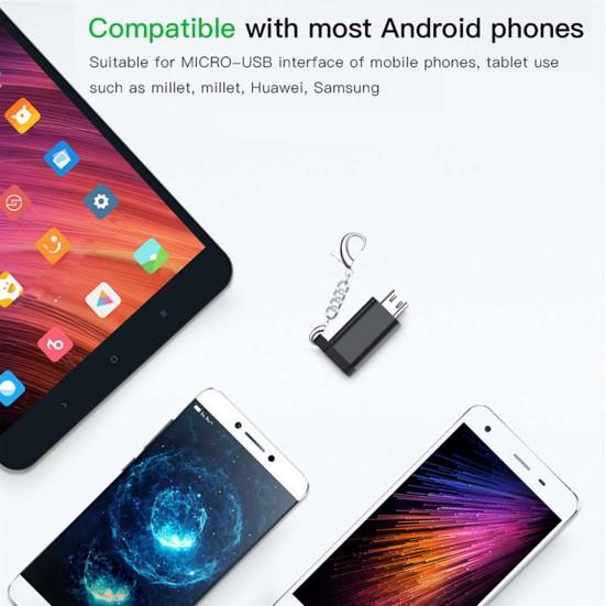 Universal OTG Adapter Type-c To Micro Adapter V8 Aluminum Alloy for Android with Keychain
