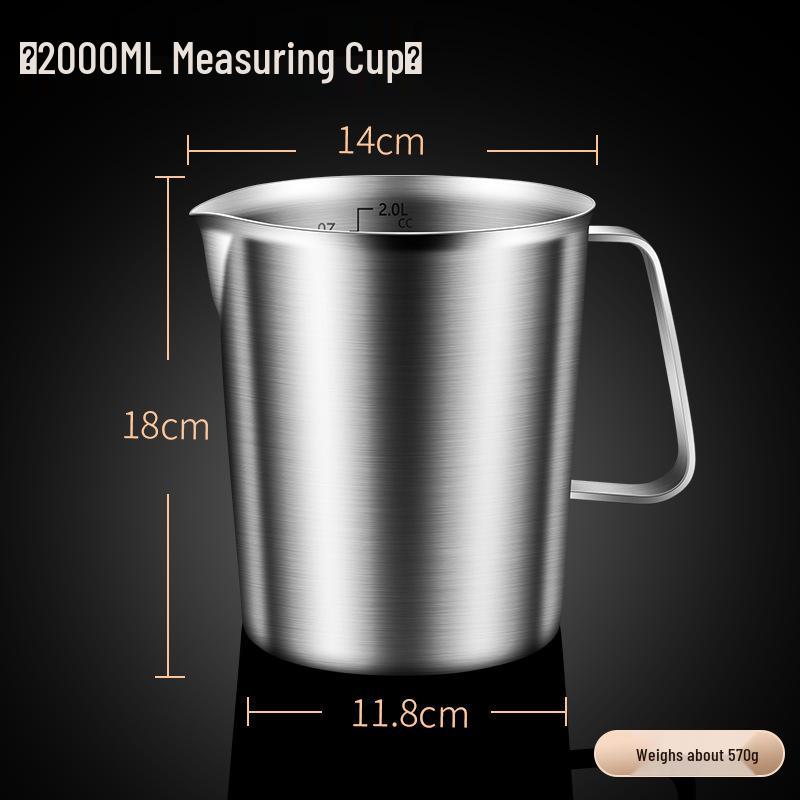 304 Edelstahl Messbecher mit großer Kapazität zum Backen, für Milchtee, für Gewerbeküchen und für Latte Art.