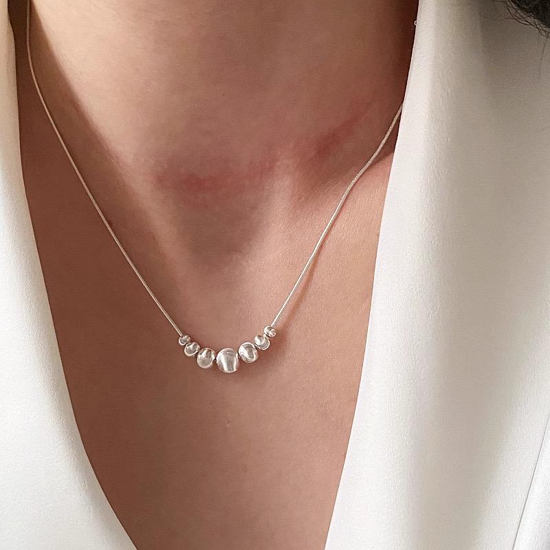 

S925 Sterling Silver Necklaces For Women Simple Chain Fashion Minimalist Pendant Shinning Balls Necklaces Birthday Gift