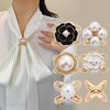 Flower Scarf Ring Faux Pearl Rose Camellia Silk Scarf Clip Elegant Floral Slide Buckle for Silk Scarves T-shirt Shawl