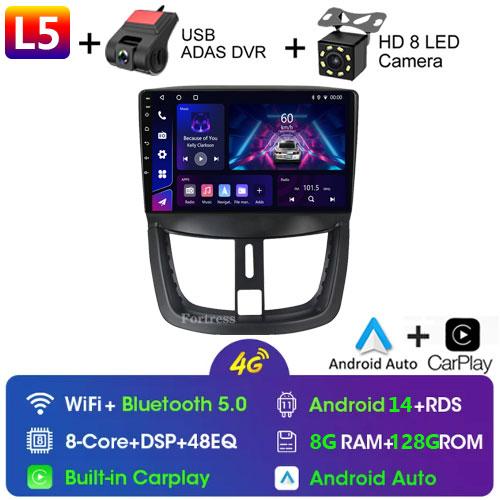 4G WiFi For Peugeot 207 207CC 206 Plus 2007-2013 Android Carplay 2 Din 9 Inch Radio GPS Navigation Multimedia Player Head Unit